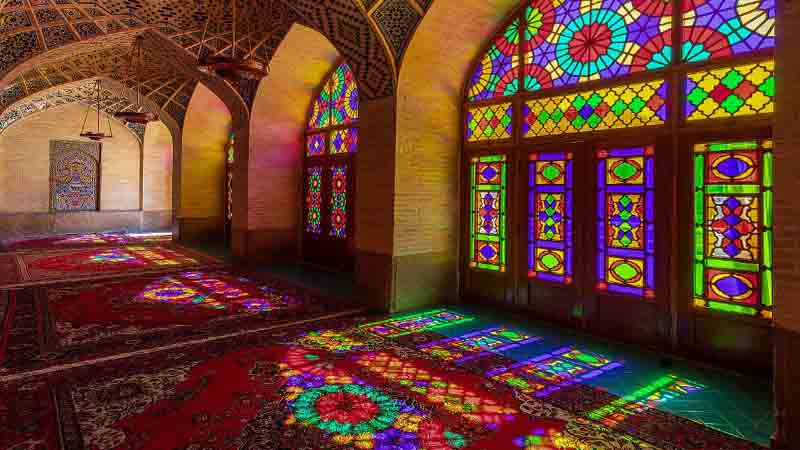 Pink Mosque or Nasir Ol Molk Mosque Colorful Mosque in shiraz
